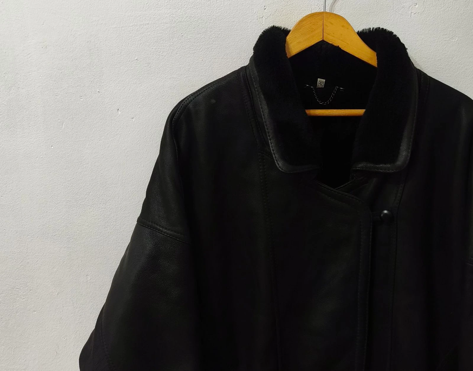 Black leather jacket men Size 42 – photo 6